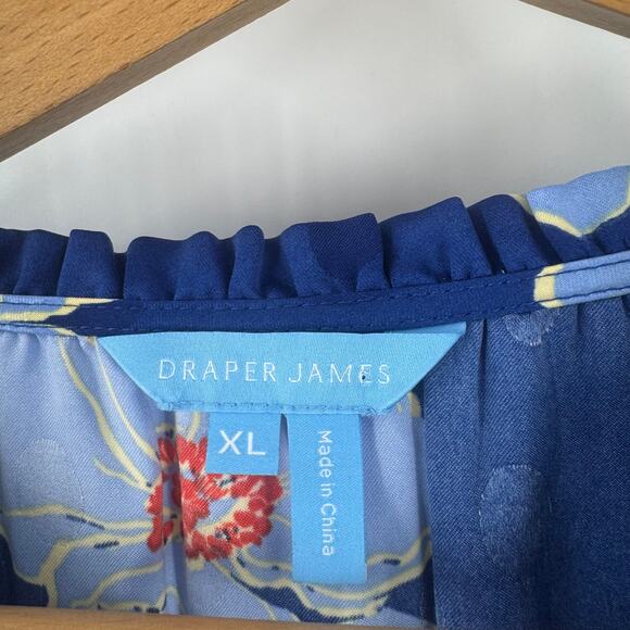 Draper James Blue Floral Tiered Long Sleeve Dress Size XL Romantic Bold - Picture 3 of 11